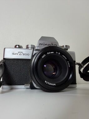 Minolta SR-T 200 35mm Film Camera w/ 50mm f/2 Lens - Shutter tested & working